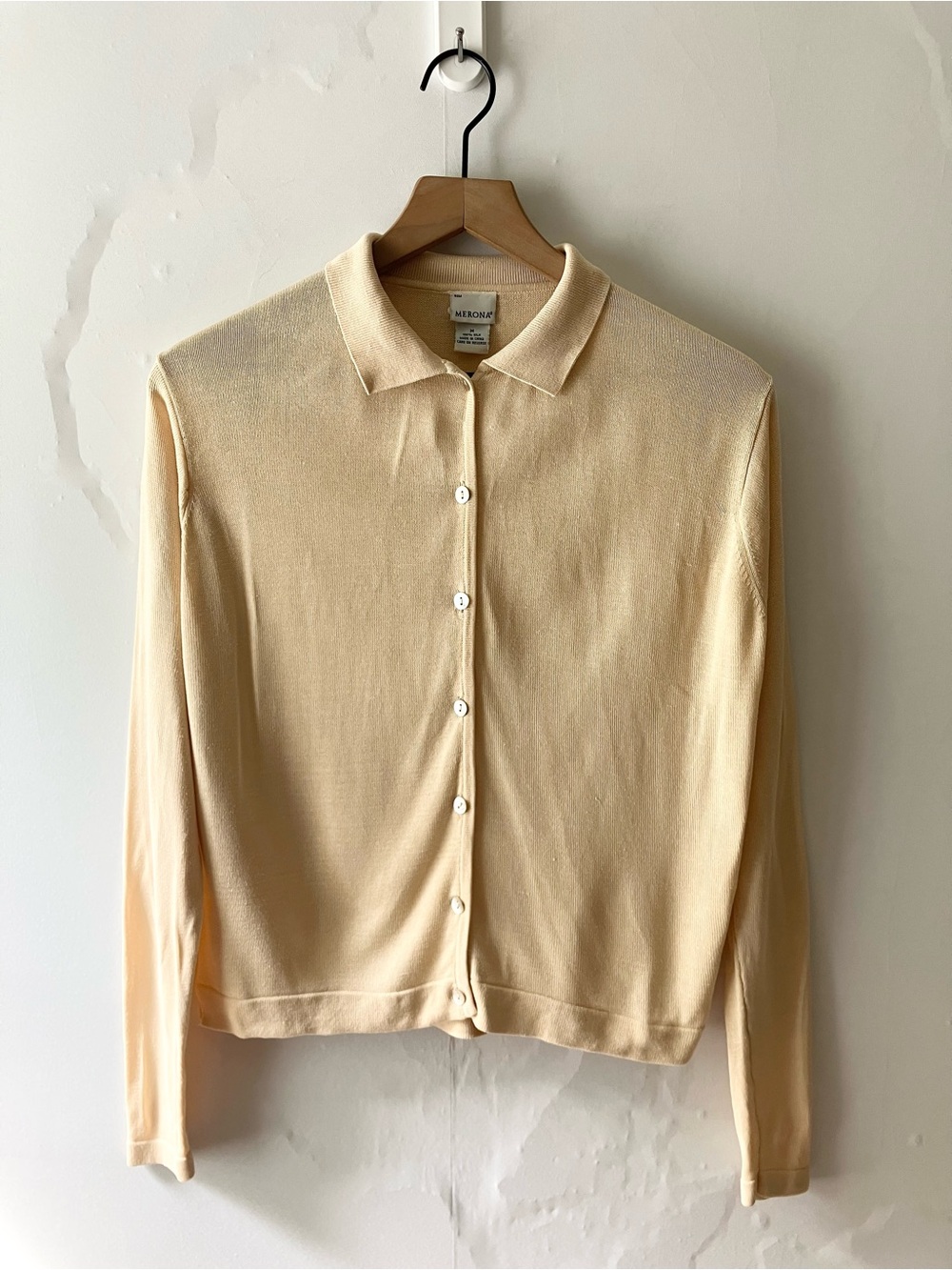 MERONA Vintage Silk Pale Yellow Cardigan**